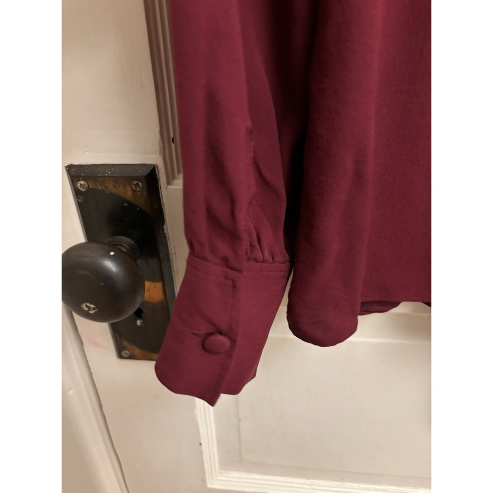 Tory Burch Women's 100%‎ Silk Ruffle Diana Burgundy Blouse Top Size 4 $348 - Picture 6 of 6